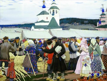  Kustodiev Art Painting - at the fair 1906 Boris Mikhailovich Kustodiev